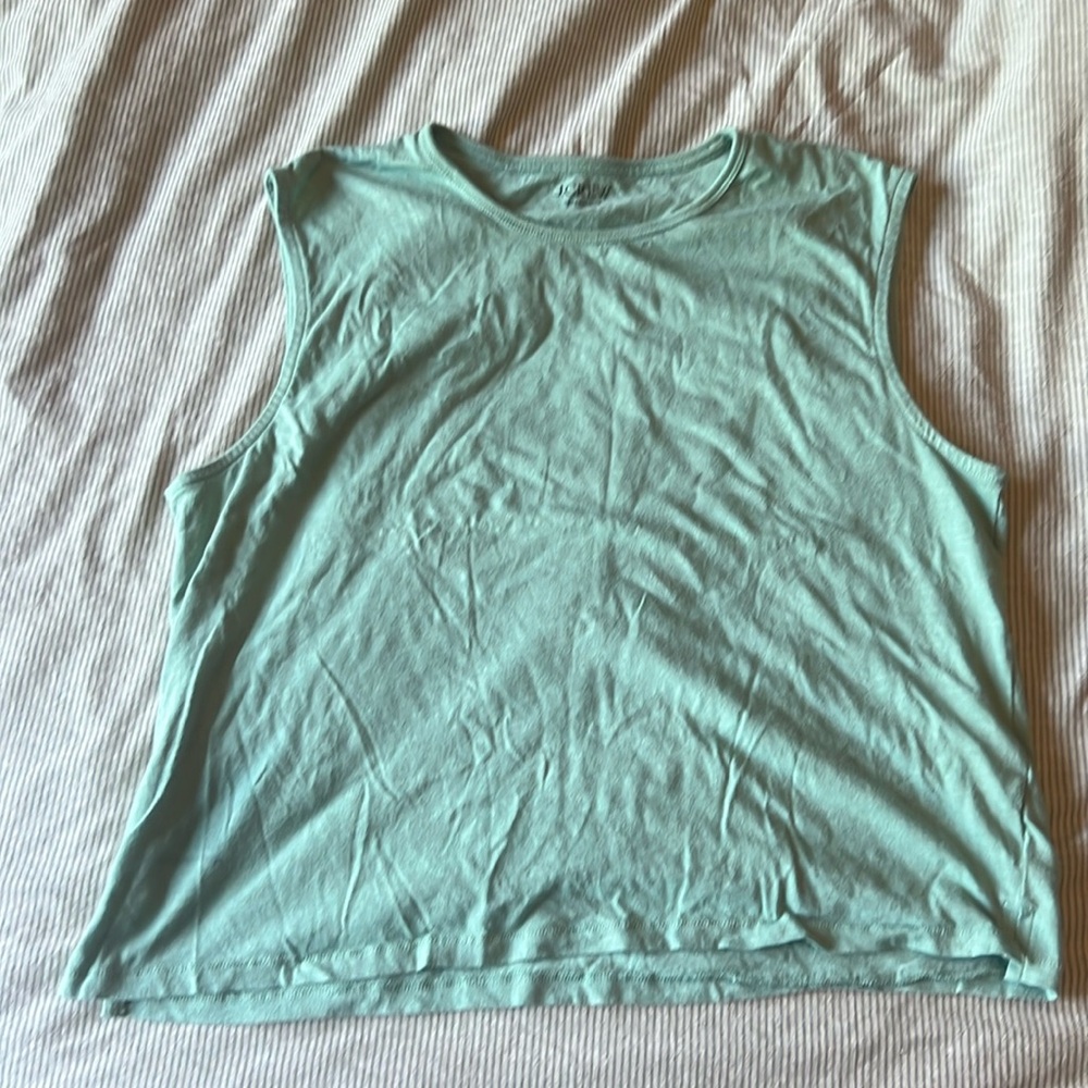J. Crew Organic Slub mint green seafoam robins egg tank top